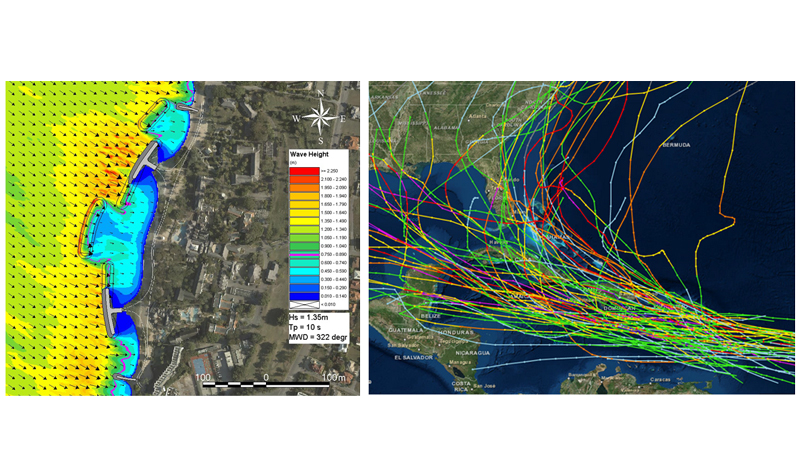 Hurricane, combined wave, surge and precipitation modelling
